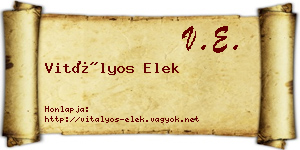 Vitályos Elek névjegykártya